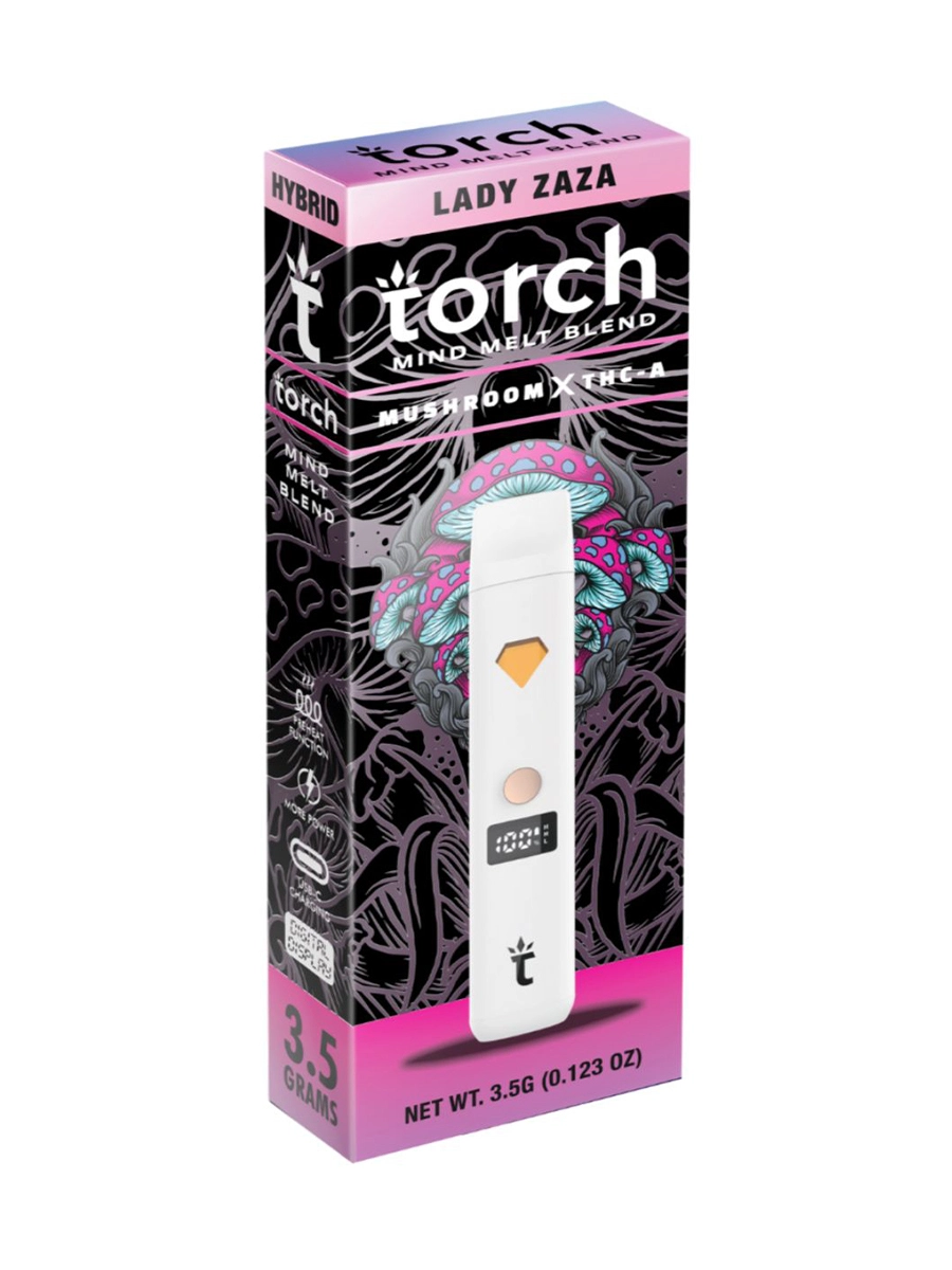 Magic Mushrooms Lady Zaza Torch Mind Melt Mushroom x THC-A Blend White Series Vape 3.5G