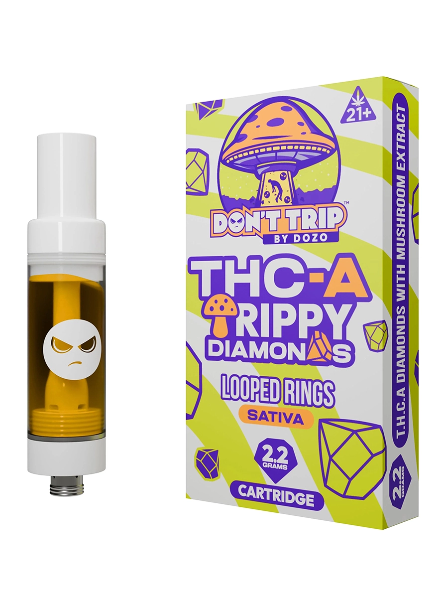 Magic Mushrooms Looped Rings Don’t Trip by Dozo THC-A Trippy Diamonds Cartridge 2.2G
