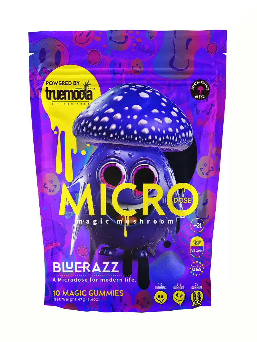 Magic Mushrooms Blue Razz Truemoola Micro Magic Mushroom Gummies 10ct