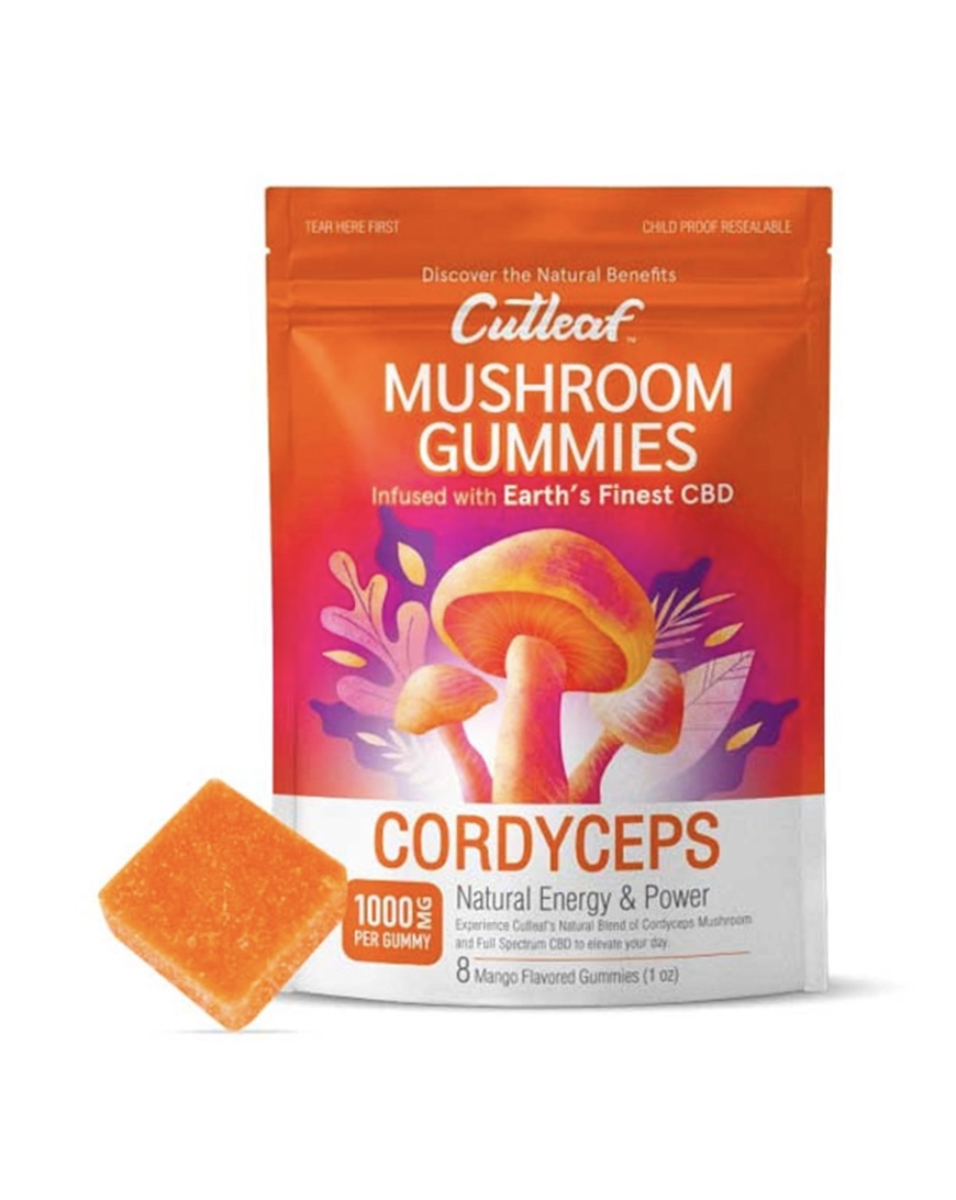 Magic Mushrooms Cordyceps Mango Cutleaf Mushroom CBD Gummies 1000mg