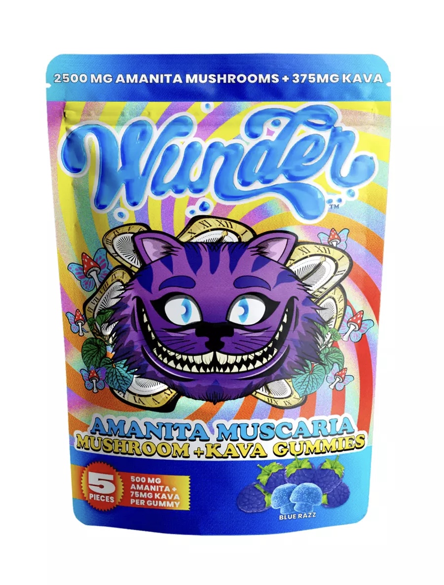 Magic Mushrooms Blue Razz Wunder Amanita Muscaria Mushroom + Kava Gummies 2500mg