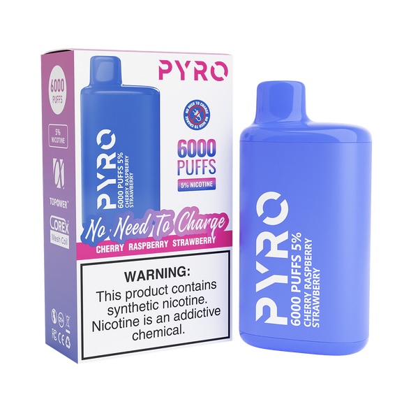 PYRO PYRO 6000 PUFF Cherry Raspberry Strawberry