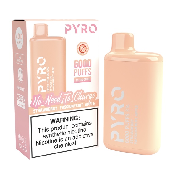 PYRO PYRO 6000 PUFFS Strawberry Passion Fruit Apple